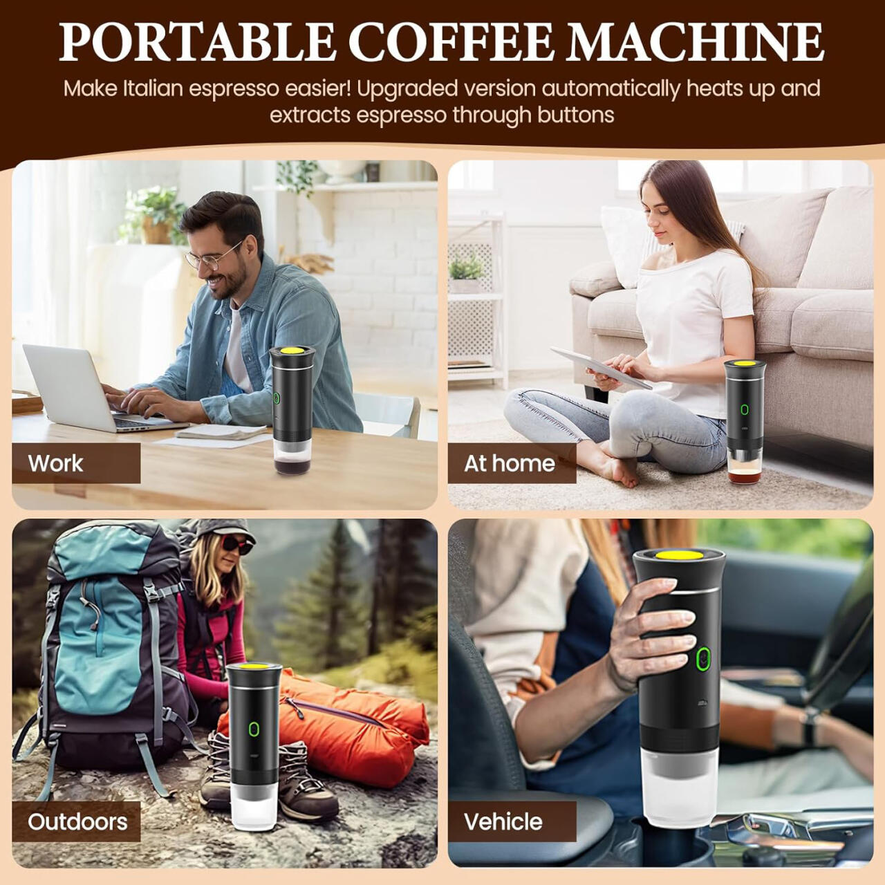 Cafetera Expresó Portátil Capsulas 3 en 1 Compatible con Nespresso Dolce Gusto y Café Molido